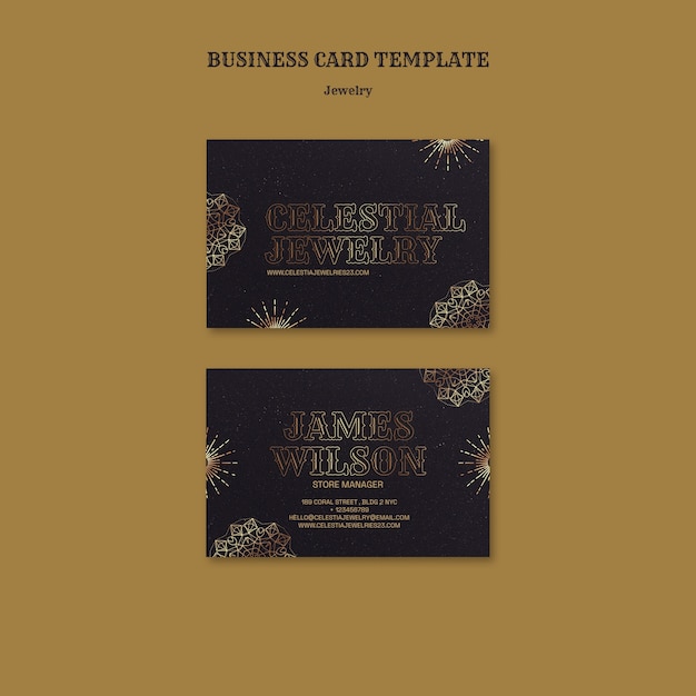 Free PSD celestial style jewelry business card template