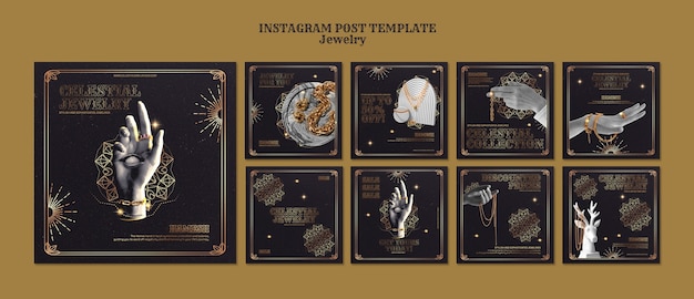 PSD gratuito post su instagram di gioielli in stile celeste