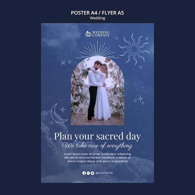 天体の結婚式のお祝いのポスター
