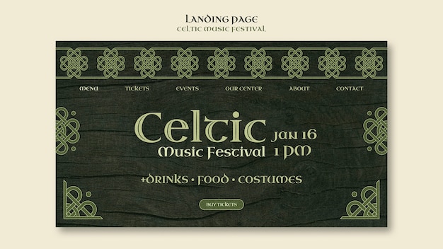 Бесплатный PSD Дизайн шаблона фестиваля кельтской музыки