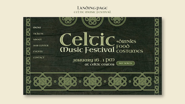 Free PSD celtic music festival template design