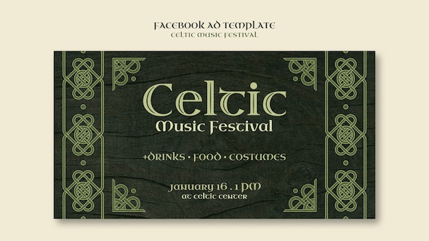 Free PSD celtic music festival template design