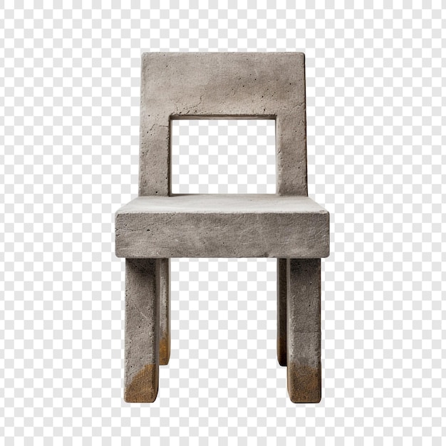 Free PSD cement chair with wooden seat isolated on transparent background