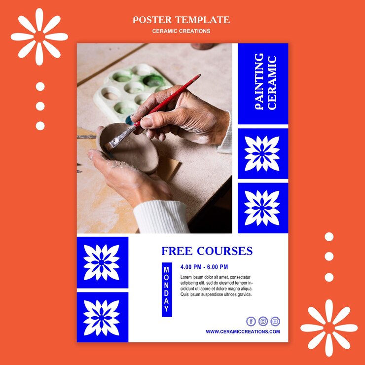 Free PSD ceramic creations ad template poster