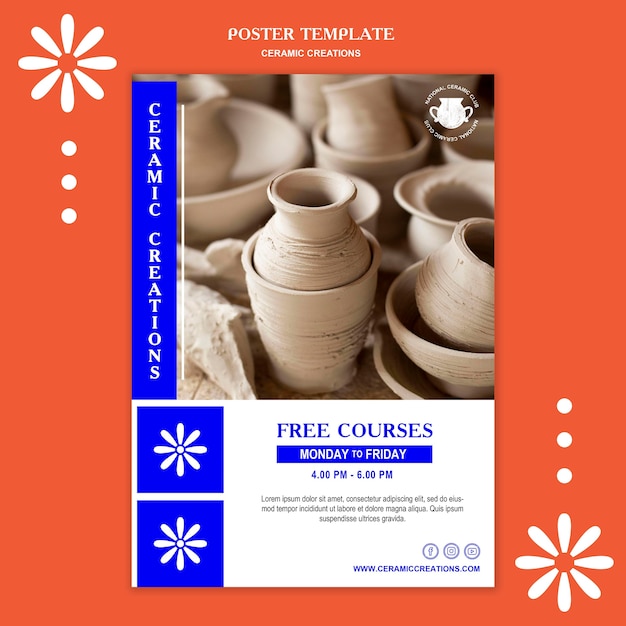 PSD gratuito modello di volantino di creazioni in ceramica