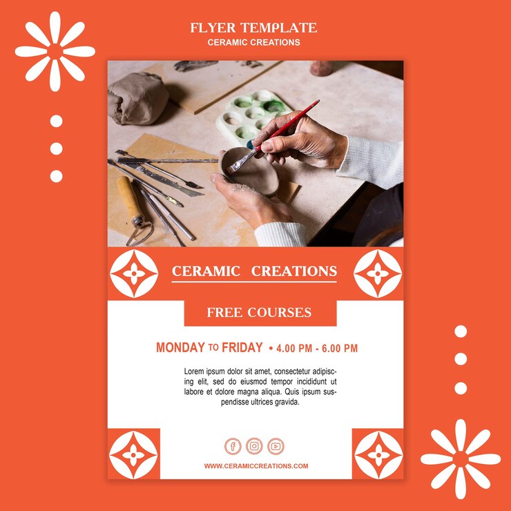 Free PSD ceramic creations poster template
