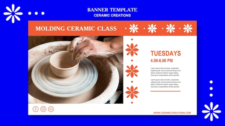 Free PSD ceramic creations template banner