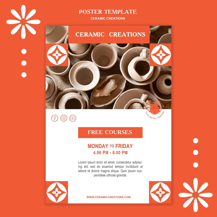 Free PSD ceramic creations template flyer