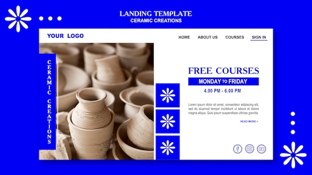 Free PSD ceramic creations template landing page