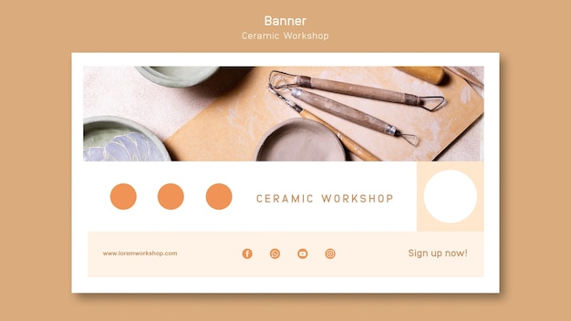 Free PSD ceramic workshop banner