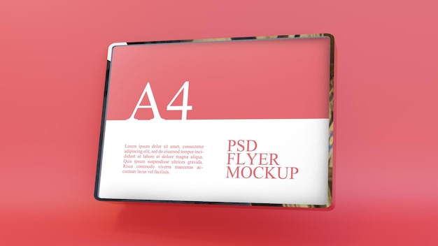Certificate a4 mockup landscape red theme 3d render high resolution for presentation paper