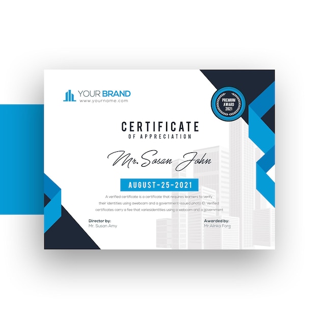 Certificate template design