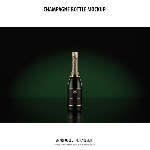 Free PSD champagne bottle mockup