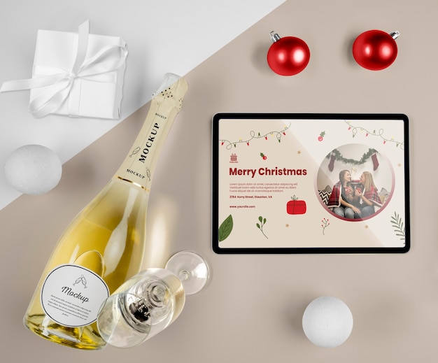 Champagne bottle with mock-up