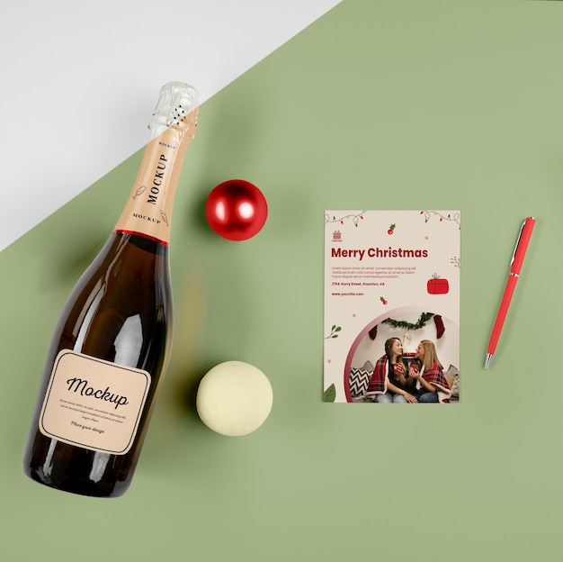 Champagne bottle with mock-up