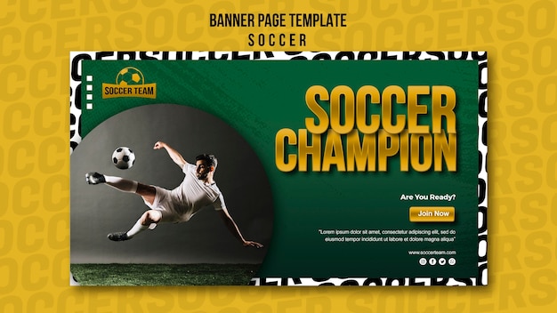 Free PSD champion school of soccer banner template