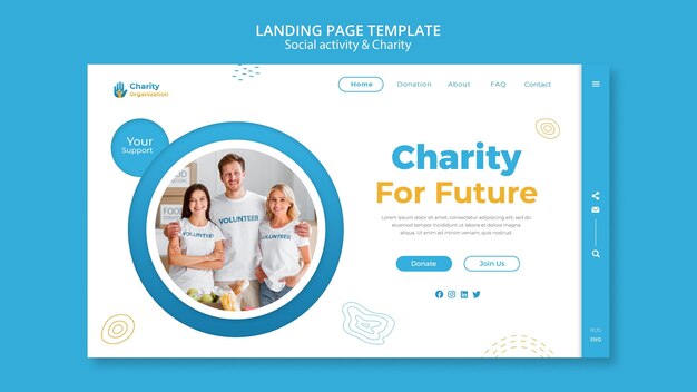 Charity activities landing page template