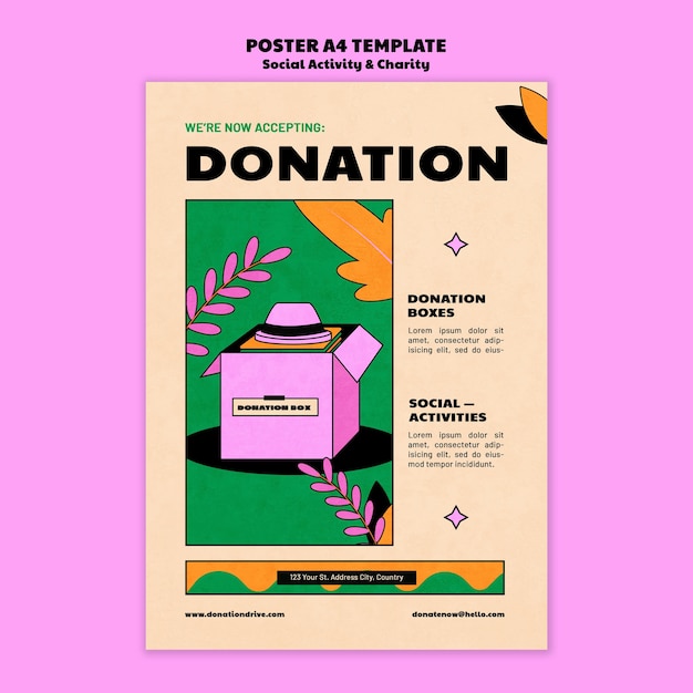 Disegno del modello di poster di donazione di beneficenza