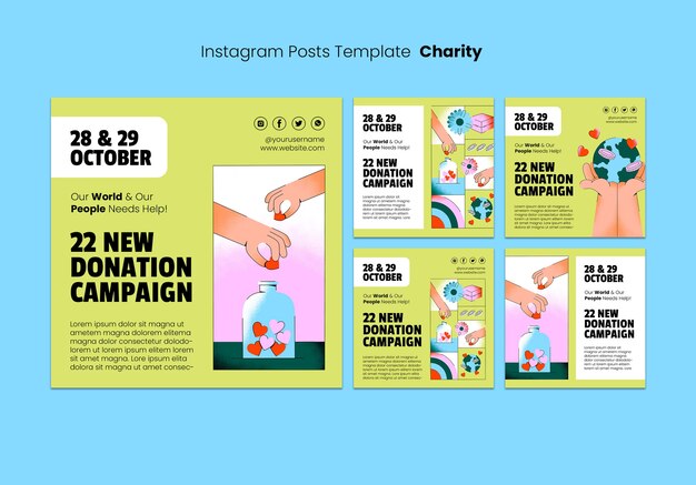 Raccolta di post instagram della fondazione di beneficenza