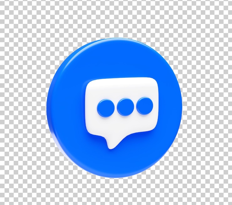 Free PSD chat icon on blue bubble symbol element 3d illustration
