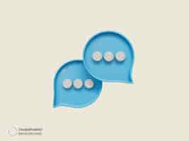 Free PSD chat message notification icon isolated 3d render illustration