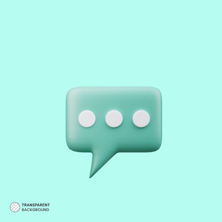 Free PSD chat message notification icon isolated 3d render illustration