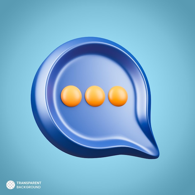 Free PSD chat message notification icon isolated 3d render illustration