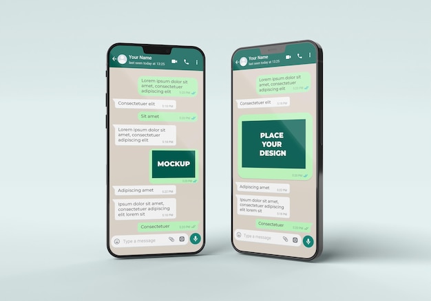 Chat mockup with smartphones arrangement