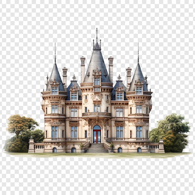 Chateau house isolated on transparent background