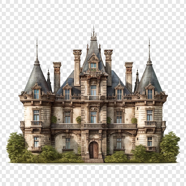 Chateau house isolated on transparent background