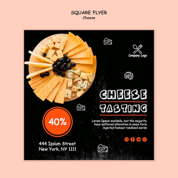 Free PSD cheese tasting event square flyer