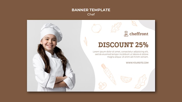 Chef concept banner template with discount