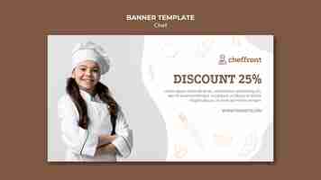 Free PSD chef concept banner template with discount