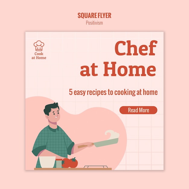 Chef at home square flyer design