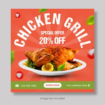 Chicken grill instagram post template banner