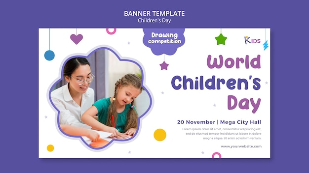 Free PSD children day banner template design