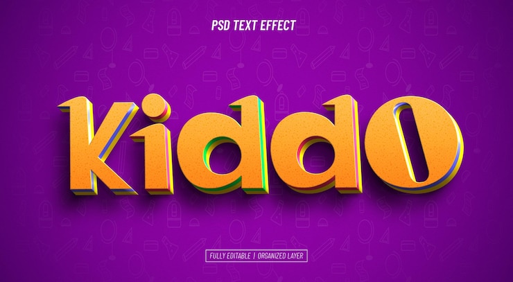 Free PSD children day kids editable text effect