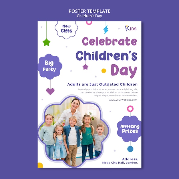 Free PSD children day poster template design