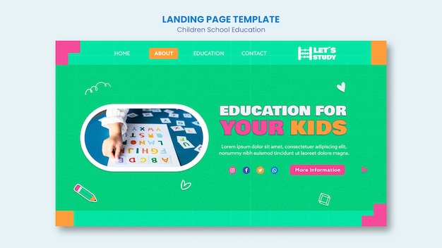 Free PSD children education landing page