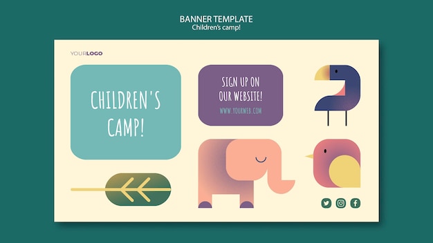 children's camp concept banner template