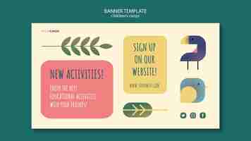 Free PSD children's camp concept banner template