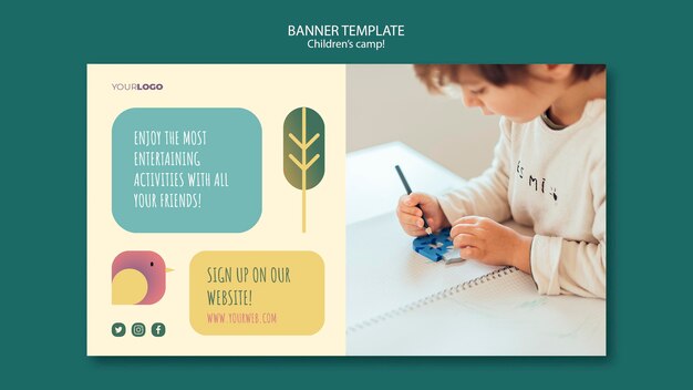 children's camp concept banner template