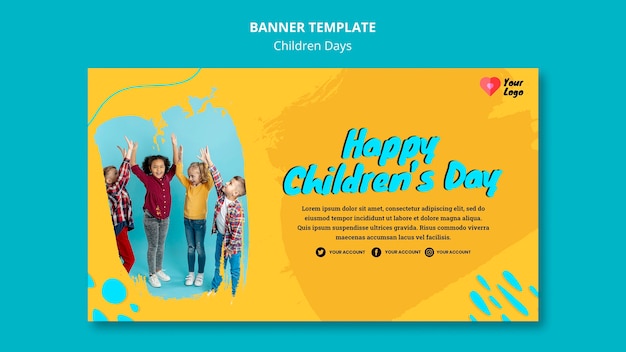 Free PSD children's day banner template