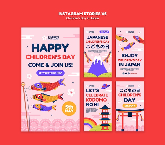 Free PSD children's day celebration instagram stories