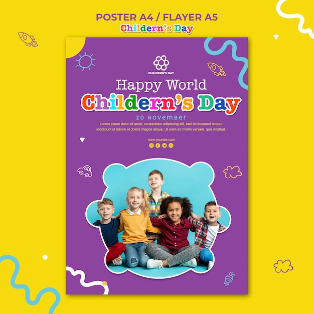 Бесплатный PSD Детский день флаер шаблон