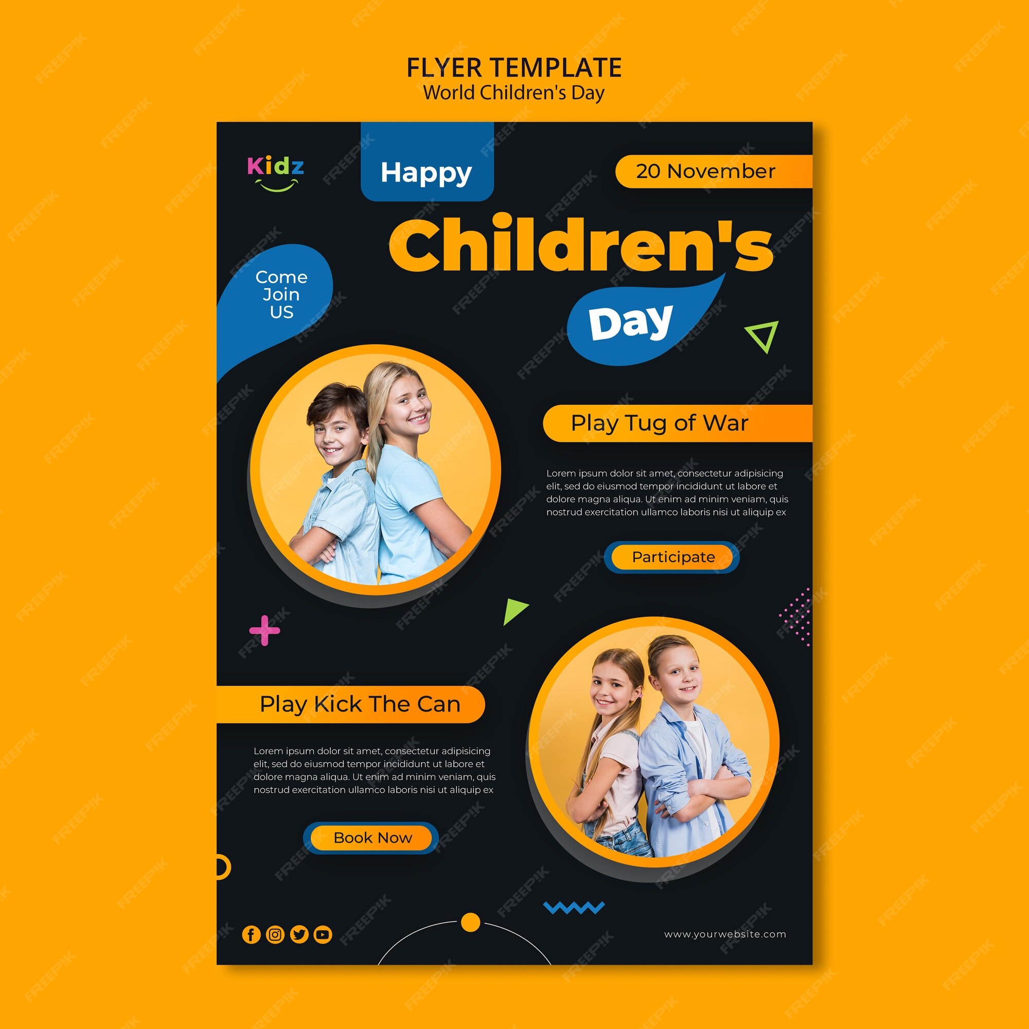 Free psd | children's day flyer template