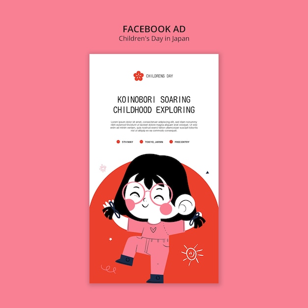 Free PSD children's day in japan celebration facebook template