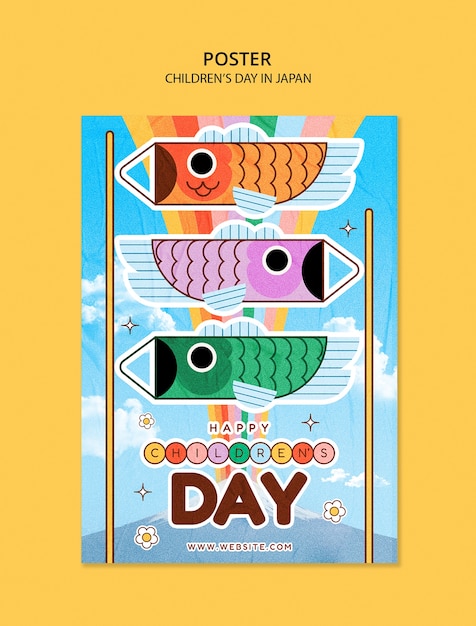 Children's day in japan celebration poster template