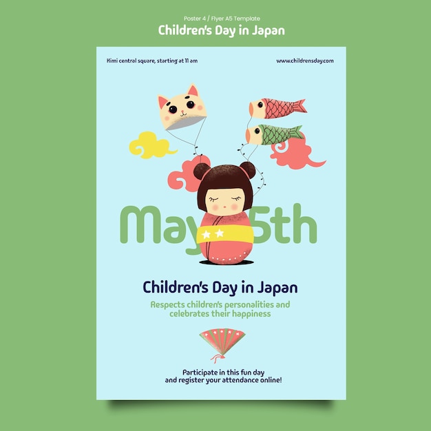 Free PSD children's day in japan template design