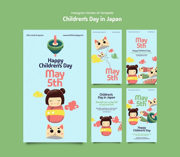 Free PSD children's day in japan template design